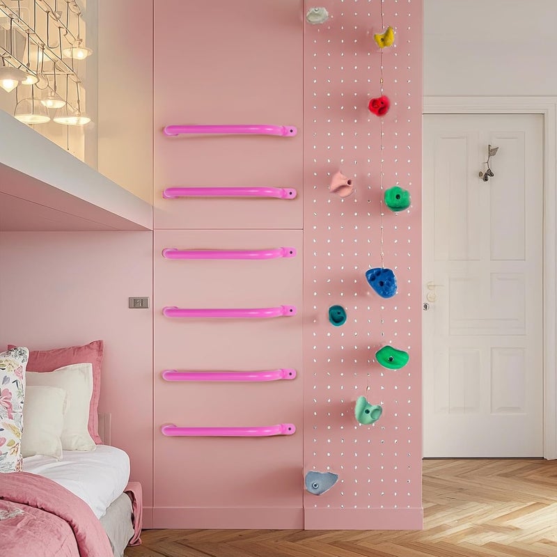 ES Pets 17 Inch 6 Pieces Pink Metal Safety Handles for Playground Equipment - Swing Set Attachment Grab Handle, Playset Accessories Hand Grips, Indoor Kids Monkey Bars for Ceiling - Image 4